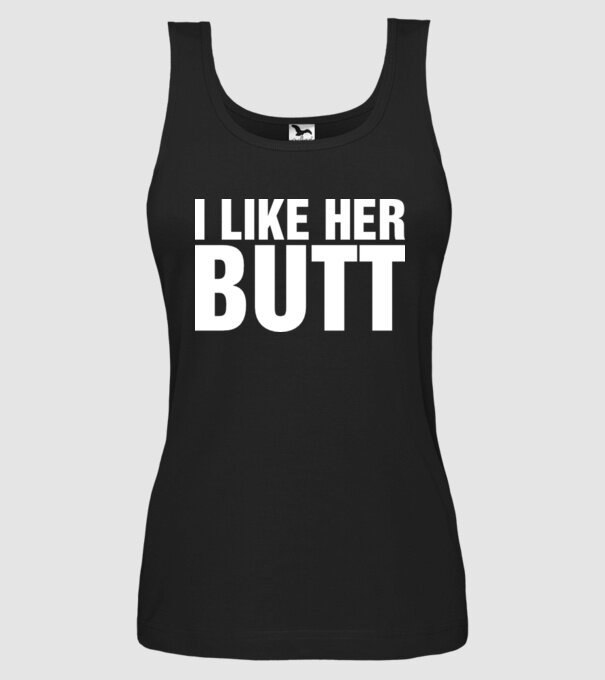 Motiv cuplu I like her butt model negru pe tricou