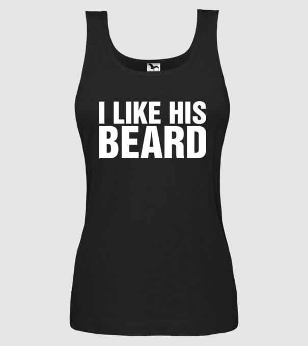 Motiv cuplu I like his beard model negru pe tricou