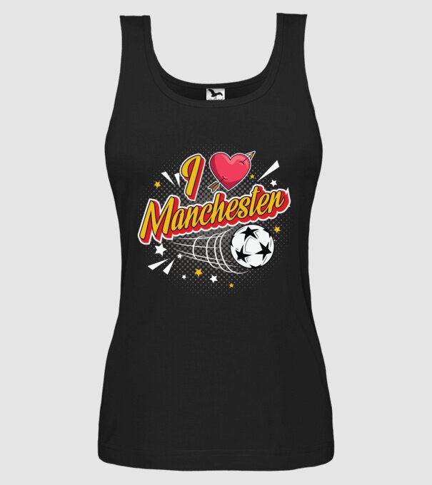 Popart Manchester model negru pe tricou