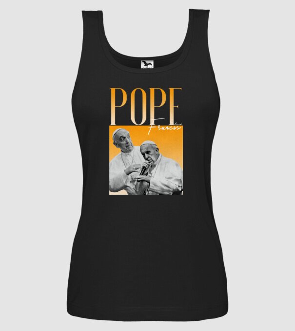 Pope Frances 90s poster model negru pe tricou