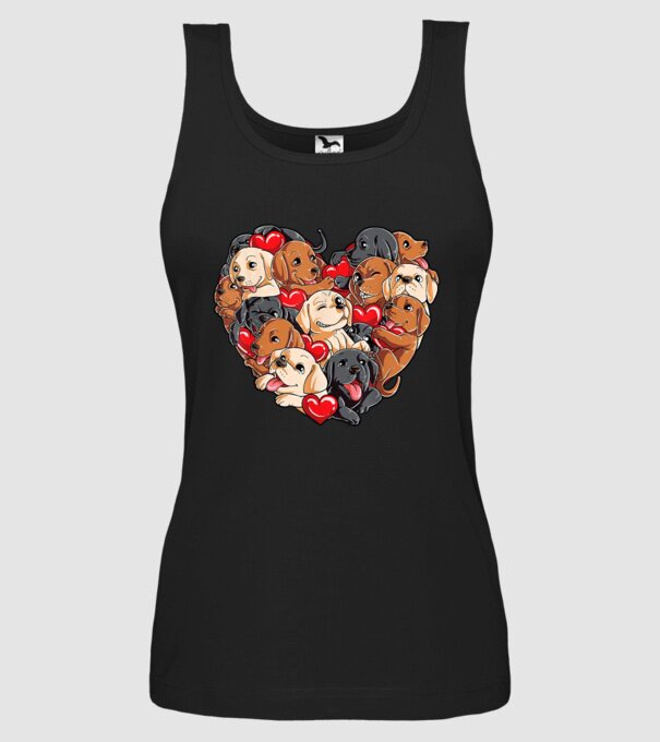 Puppy Heart model negru pe tricou