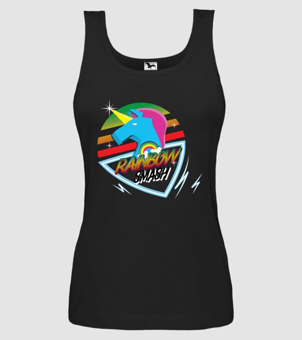 Rainbow smash model negru pe tricou