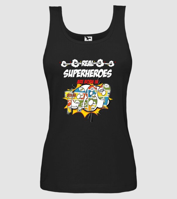 real superheroes are born in 1989 model negru pe tricou