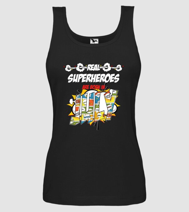 real superheroes are born in july model negru pe tricou