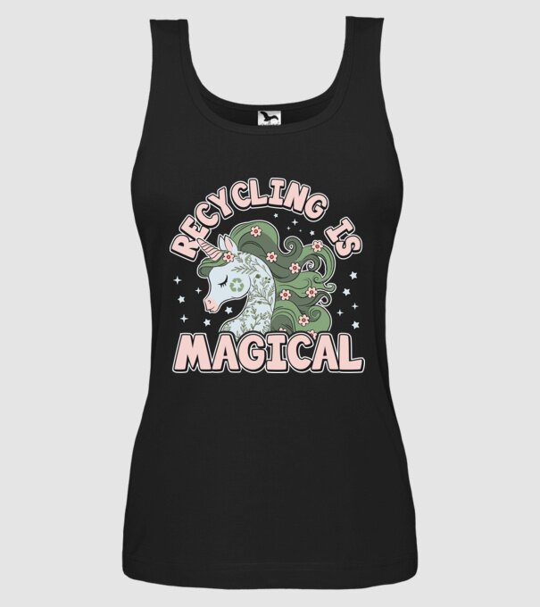 Recycling is magical model negru pe tricou