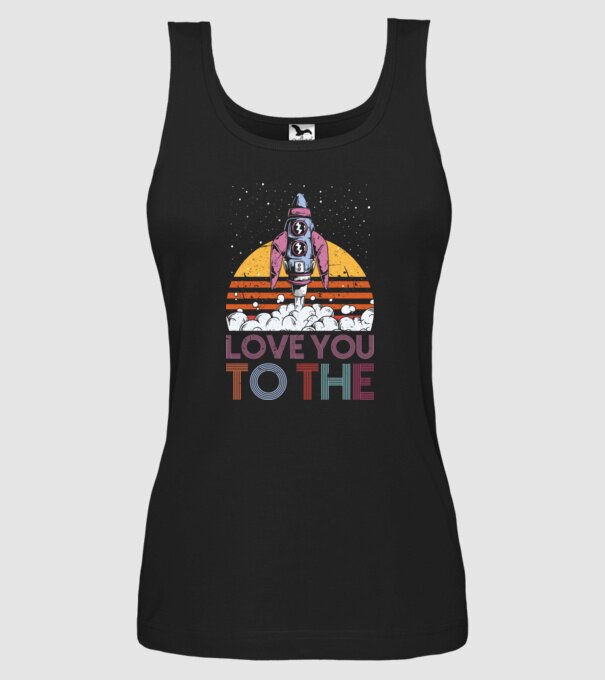 Retro vintage love you to the moon and back ROCKET model negru pe tricou