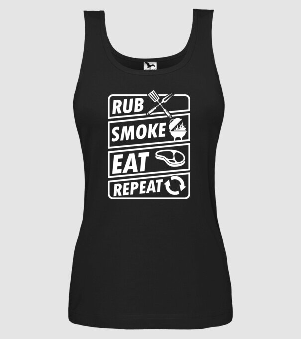 Rub Smoke Eat Repeat model negru pe tricou
