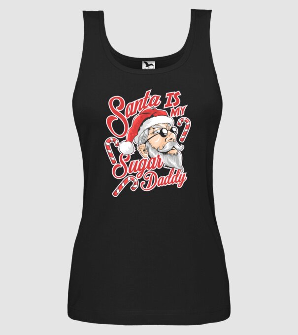 Santa is my sugar daddy model negru pe tricou