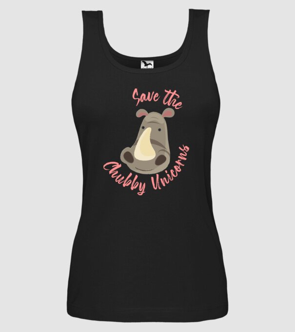 Save the chubby unicorns model negru pe tricou