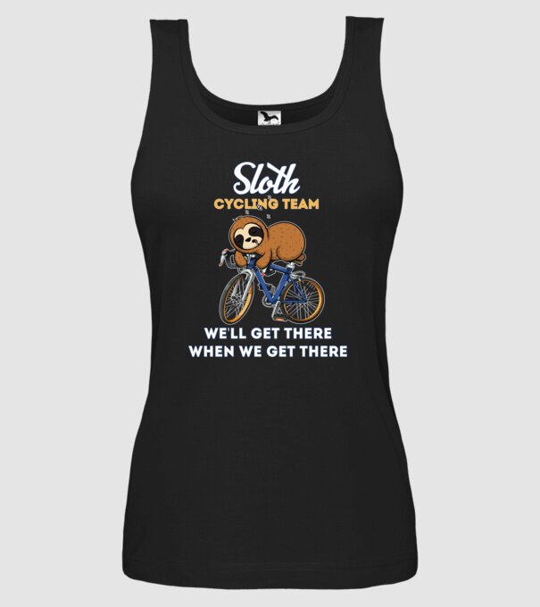 Sloth cycling team model negru pe tricou