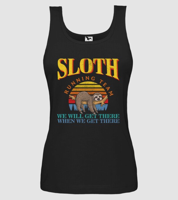 sloth running team retro model negru pe tricou