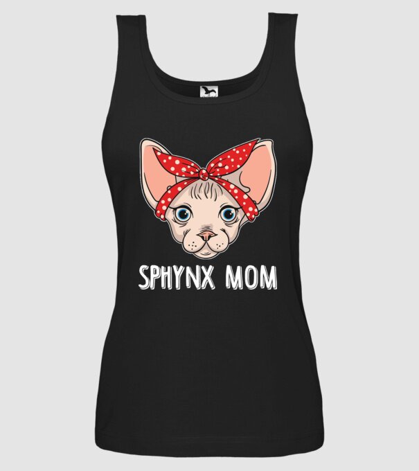 sphynx mom model negru pe tricou