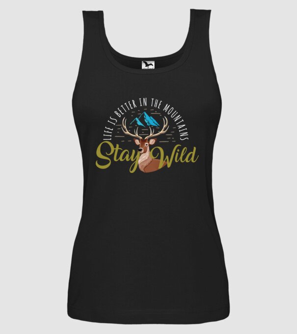 Stay wild model negru pe tricou