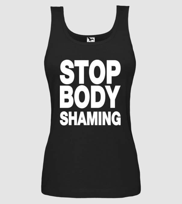 Stop body shaming helvetica model negru pe tricou