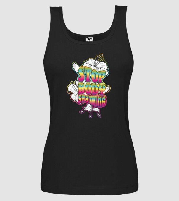 Stop body shaming lily model negru pe tricou
