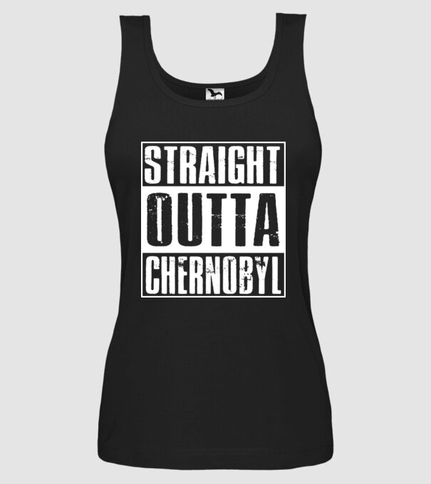 Straight outta Chernobyl model negru pe tricou