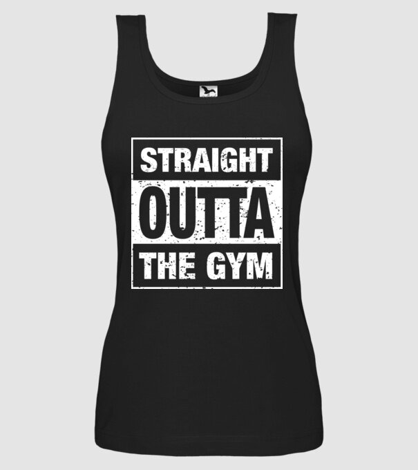 Straight outta gym model negru pe tricou