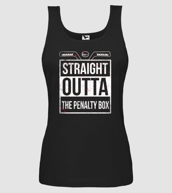 Straight outta the penalty box model negru pe tricou