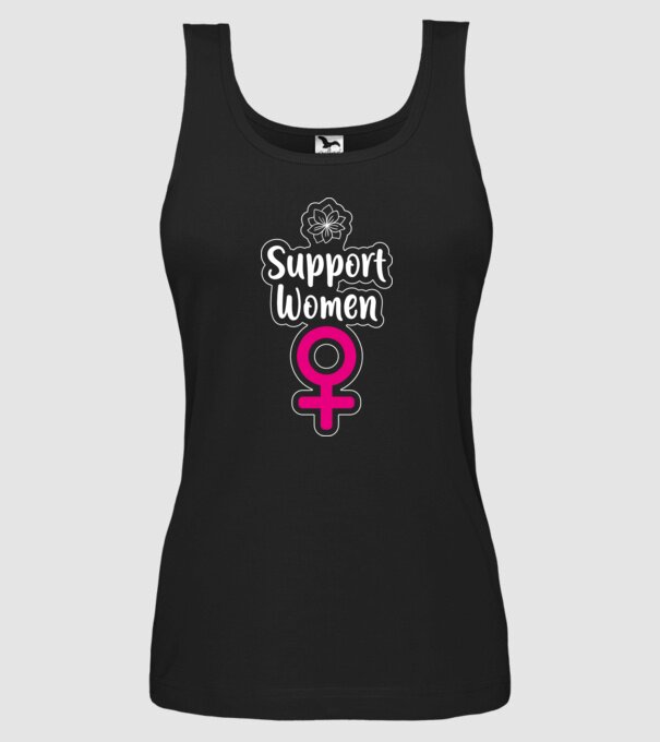 Support Women model negru pe tricou
