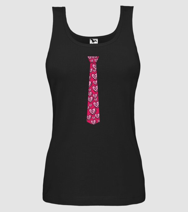 Cravată cu inimă model negru pe tricou