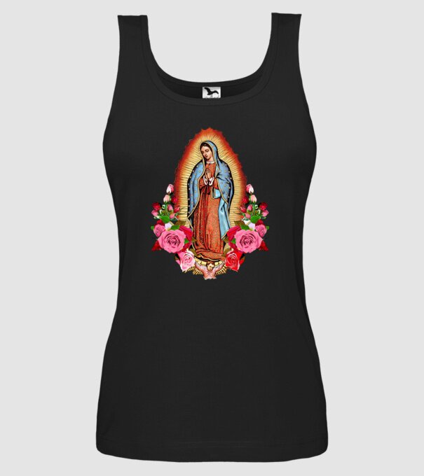Fecioara Maria model negru pe tricou