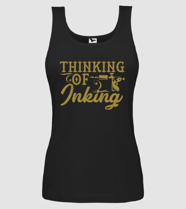 Thinking of inking model negru pe tricou