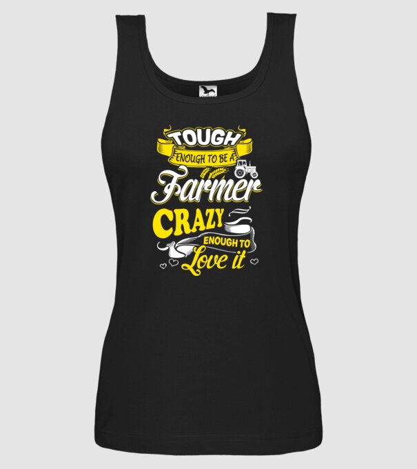 Tough enough to be a farmer Traktoros model negru pe tricou