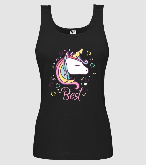 Unicorn Best model negru pe tricou