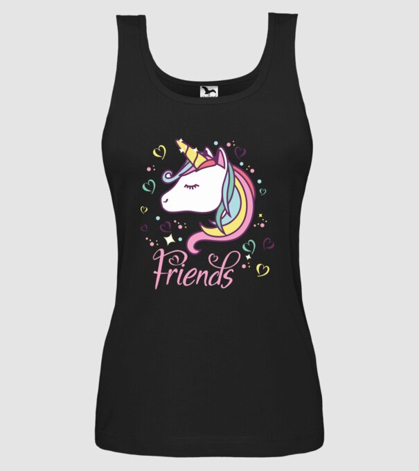 Unicorn Friend model negru pe tricou