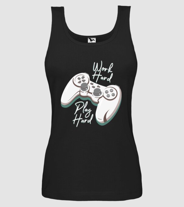 Work hard play hard model negru pe tricou