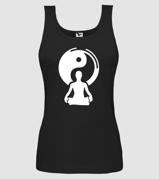 Meditație Yin yang model negru pe tricou