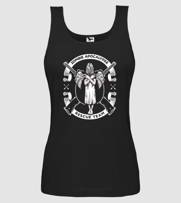 Zombie apocalypse rescue team angel model negru pe tricou