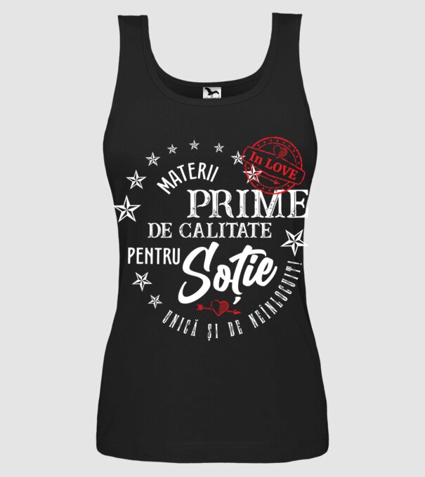 00_Materii prime de calitate pentru soție model negru pe tricou
