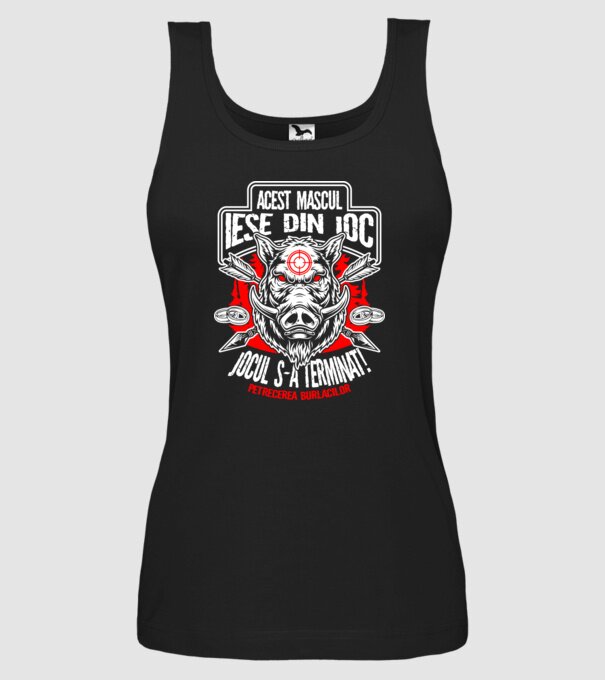 Acest mascul iese din joc - jocul s-a terminat - petrecerea burlacilor model negru pe tricou