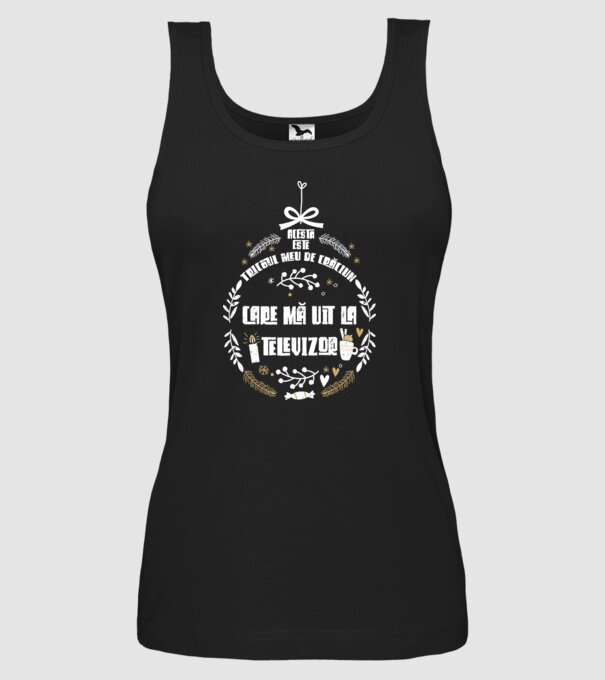 acesta este tricoul meu de Crăciun_care ma uit la televizor model negru pe tricou
