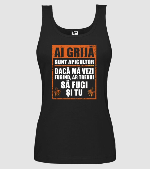 ai grijă, sunt apicultor, dacă mă vezi fugind, ar trebui să fugi și tu model negru pe tricou