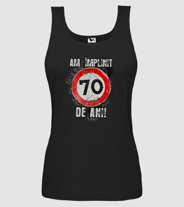 Am împlinit 70 de ani! model negru pe tricou