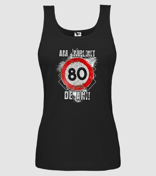 Am împlinit 80 de ani! model negru pe tricou
