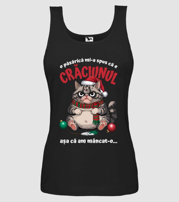 Am mâncat pasărea Crăciun pisică Negru model negru pe tricou