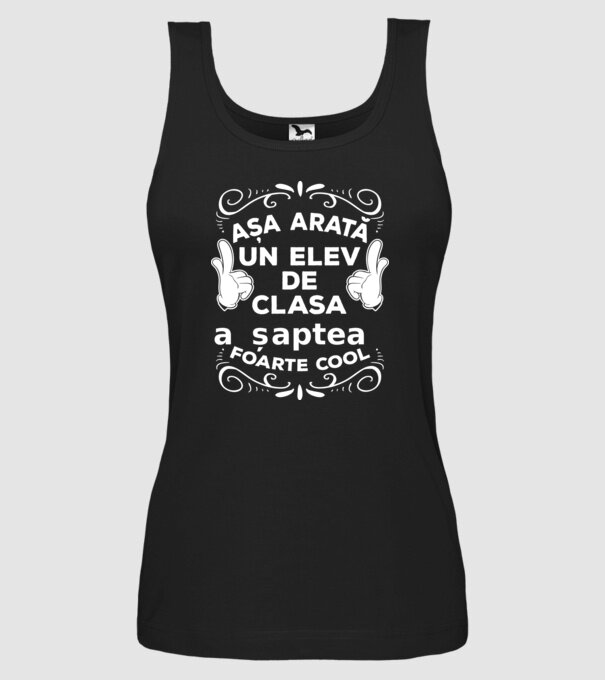 Așa arată un elev de clasa a șaptea foarte cool model negru pe tricou