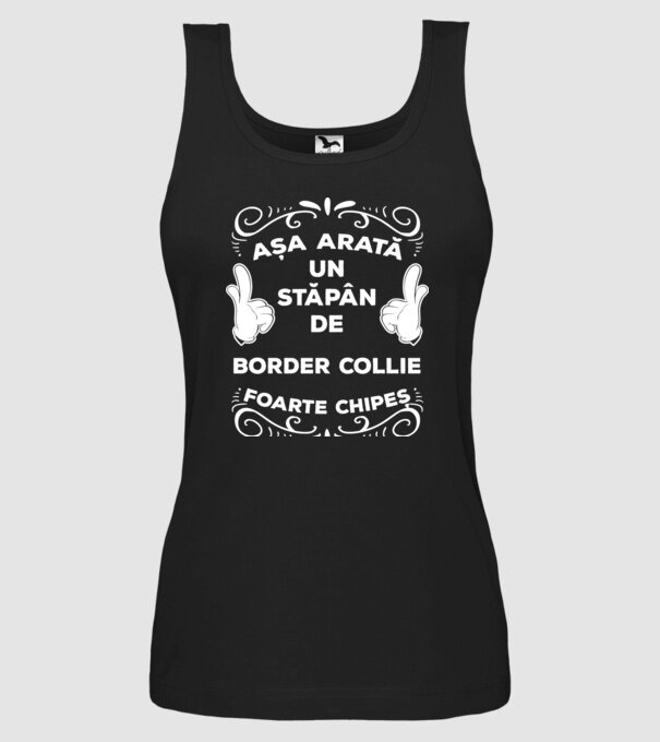 Așa arată un stăpân de Border Collie foarte chipeș model negru pe tricou