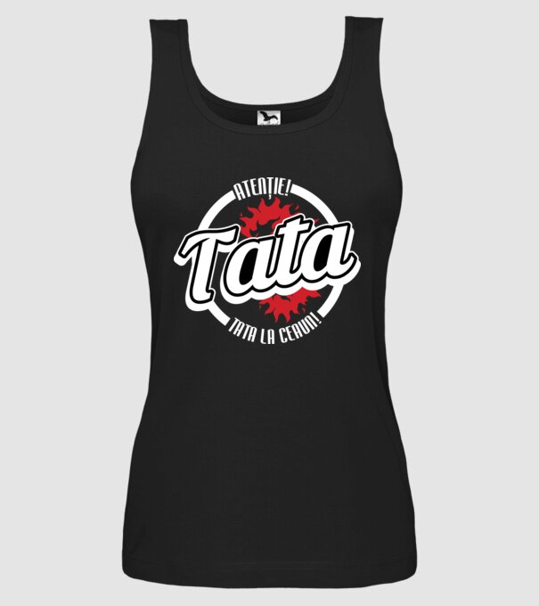 Atenție! Tata la ceaun! model negru pe tricou