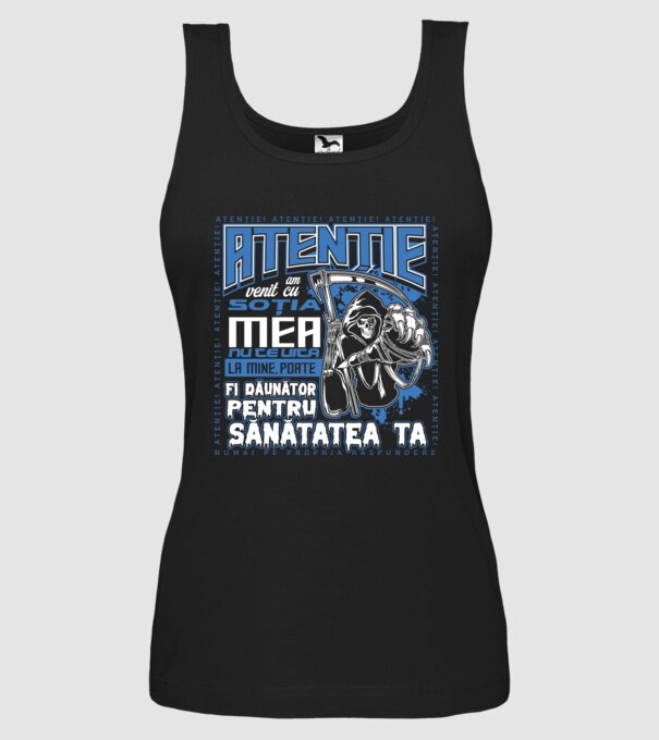 Atenție Am venit cu soția mea model negru pe tricou