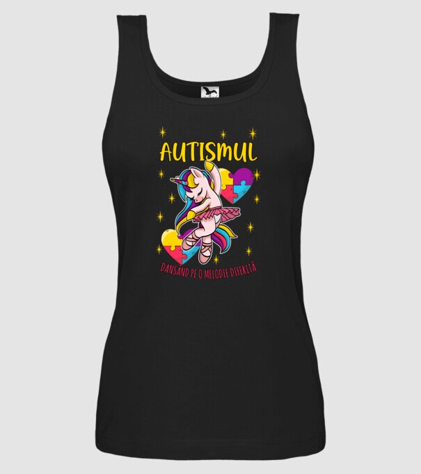 Autismul, dansând pe o melodie diferită model negru pe tricou
