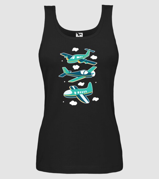 Avioane model negru pe tricou