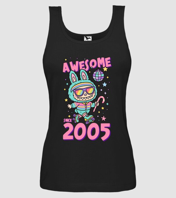 Awesome since 2005 - Labubu model negru pe tricou