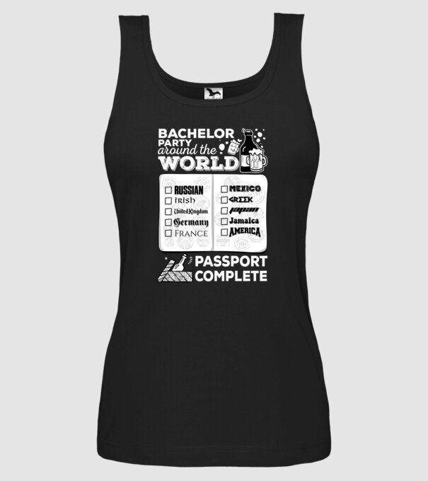 Bachelor Party World tour model negru pe tricou