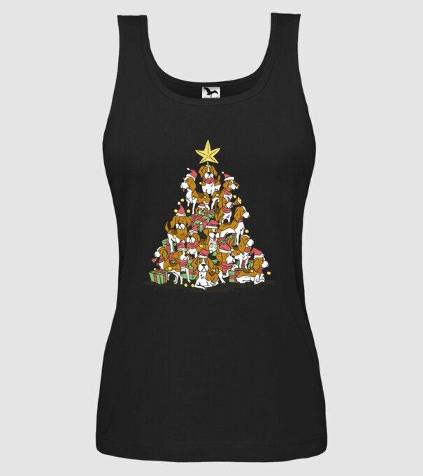 beagle christmas tree model negru pe tricou