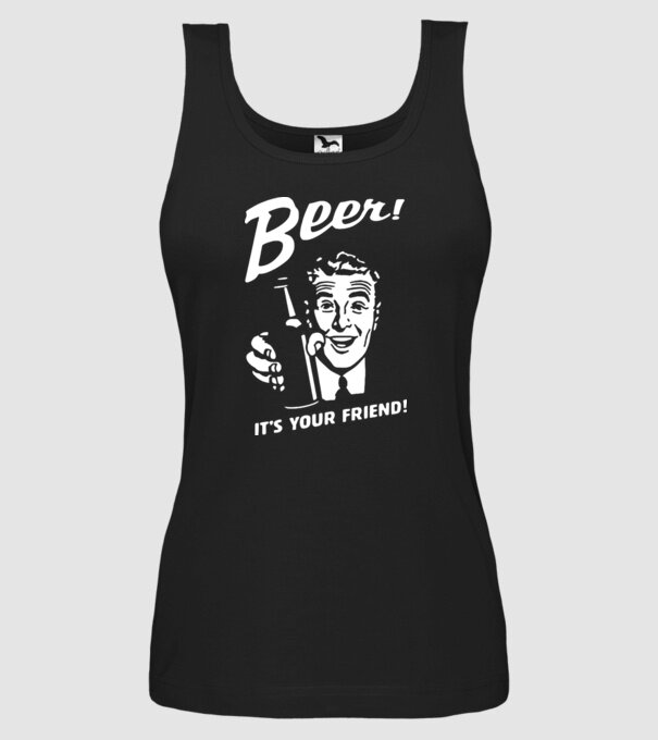 beer is your friend model negru pe tricou