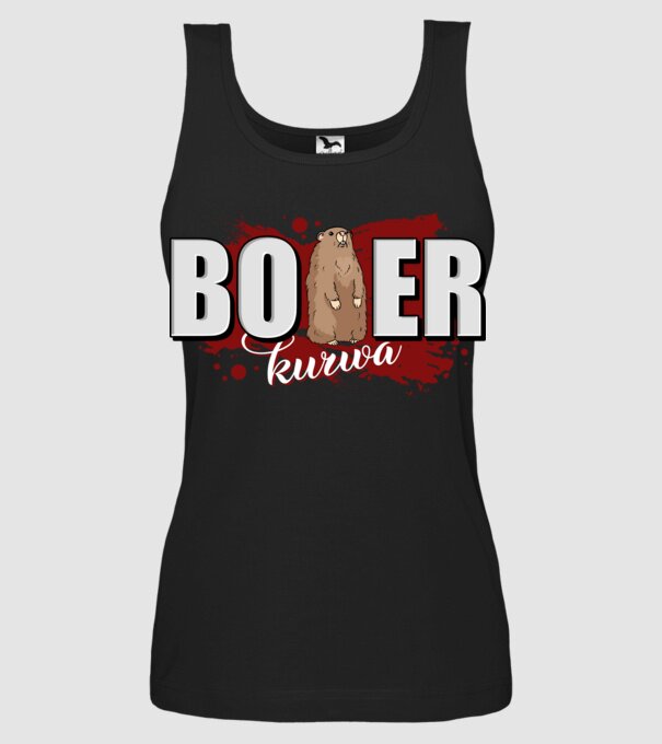 Bober Kurwa model negru pe tricou